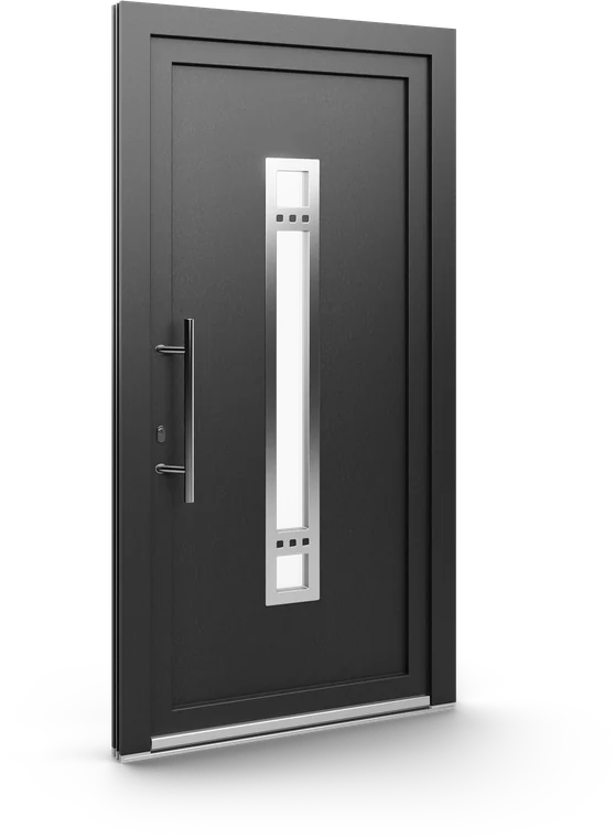 Aluminium-Haustür mit durchgehendem Glasstreifen